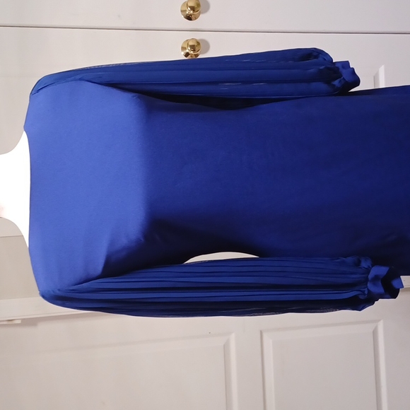 Eliza J. sheer voluminous bishop bubble sleeve pleated sheath dress party Small - Picture 5 of 16